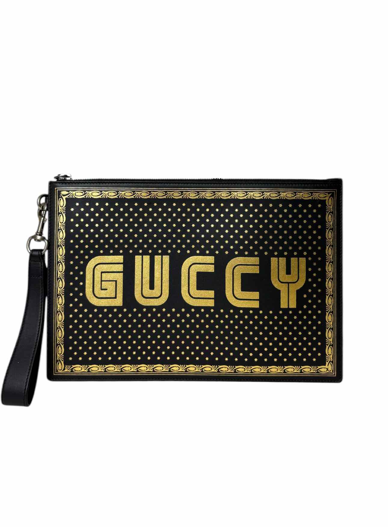 Gucci X Sega Leather Guccy Clutch - Luxury Used Designer Clutch