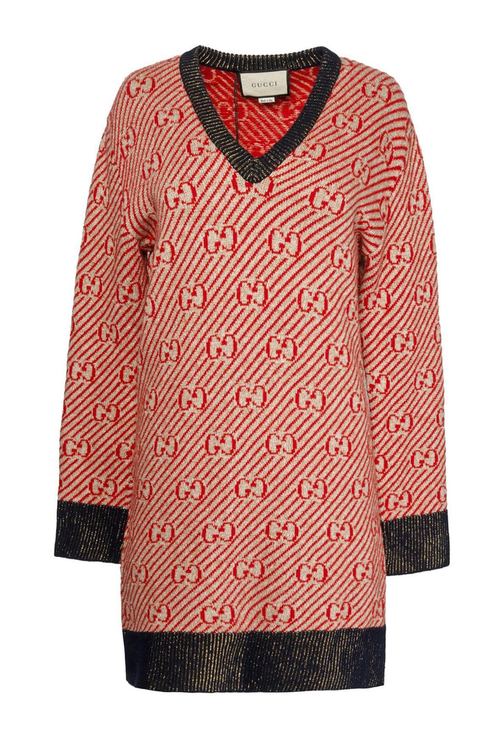 Gucci Size S/M 2019 GG Metallic Monogram Knit Dress