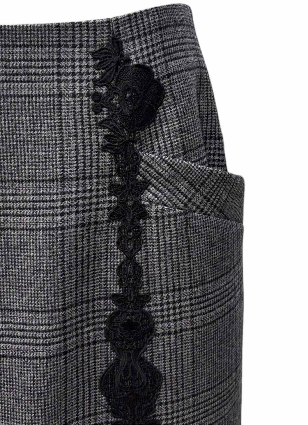 Jonathan Simkhai Size 8 Plaid Embroidered Pencil Skirt