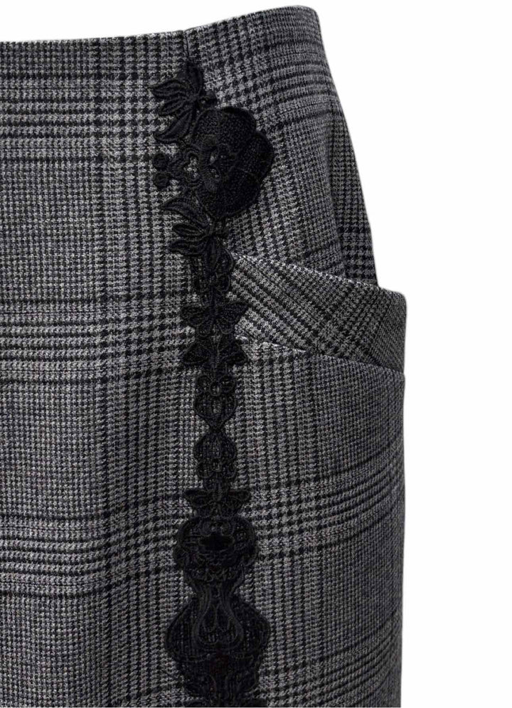 Jonathan Simkhai Size 8 Plaid Embroidered Pencil Skirt