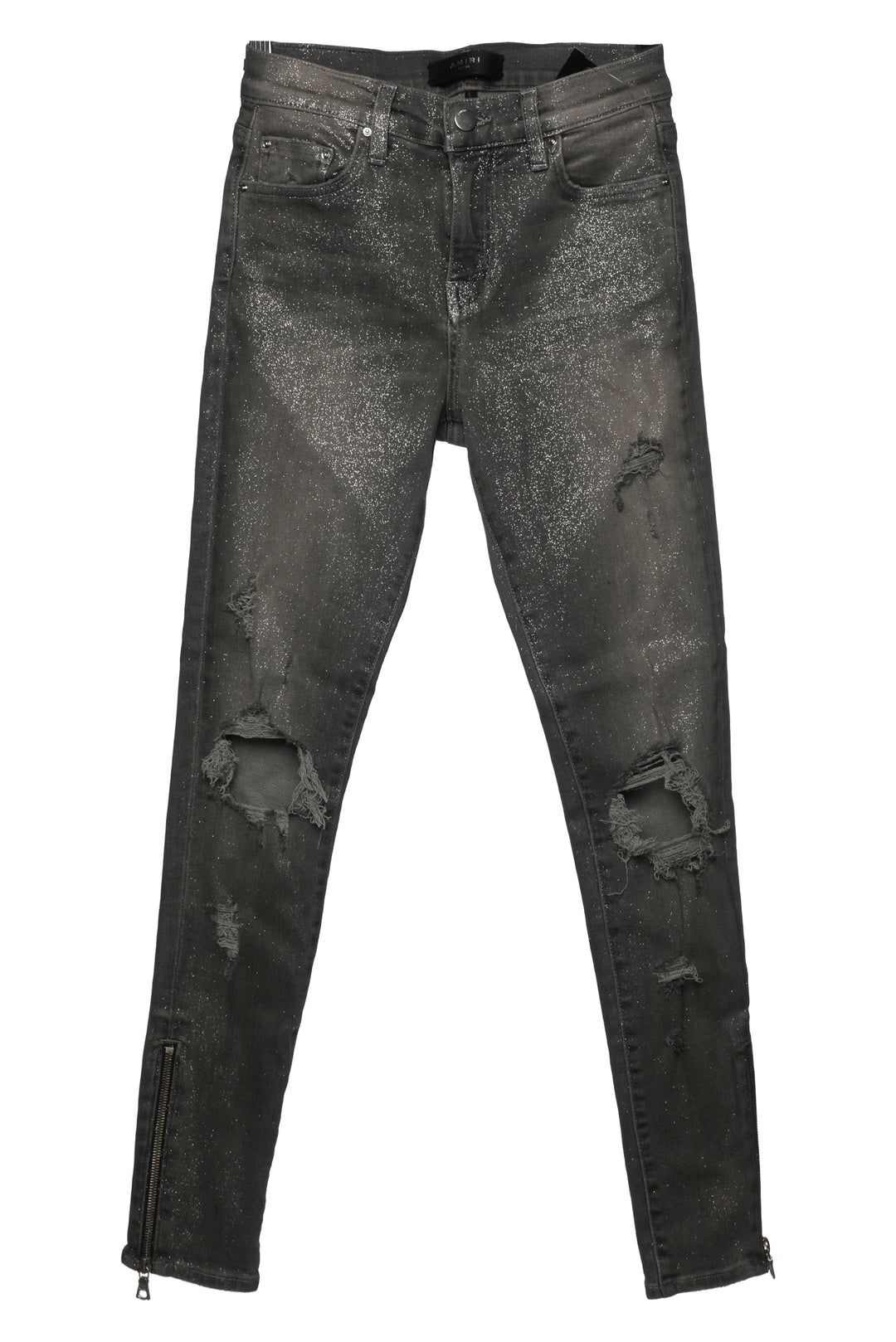 Amiri Size 26 Sparkle Distressed Skinny Jeans