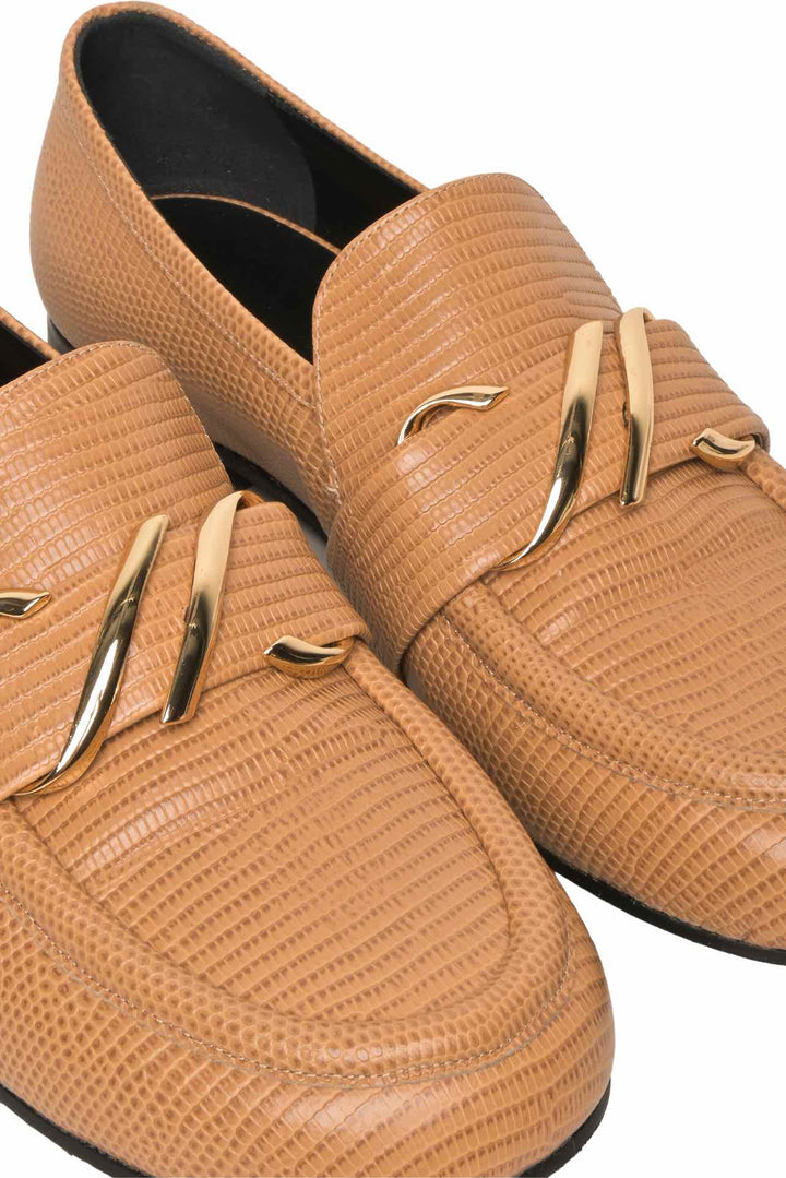 Proenza Schouler Size 39 Lizard Print Embossed Leather Loafers