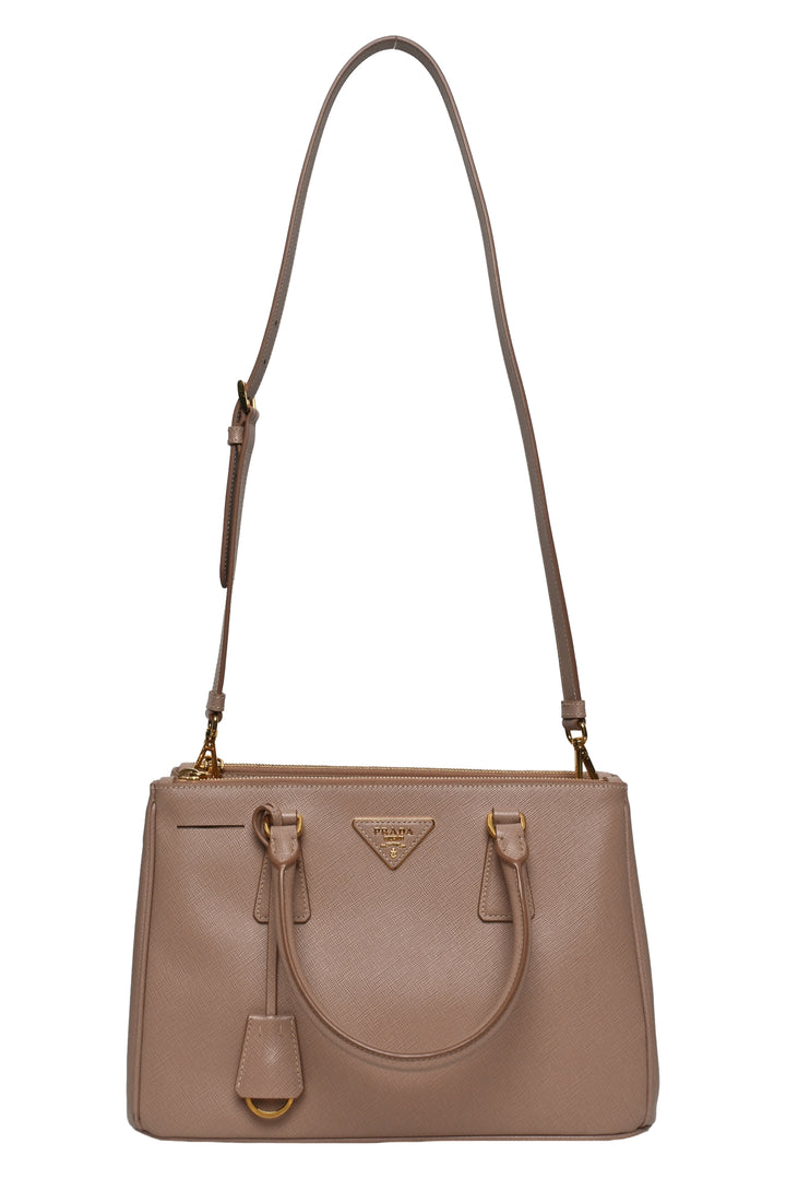 Prada Saffiano Small Double Zip Galleria Tote