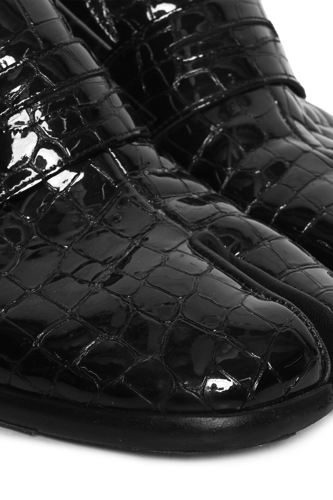 Maison Martin Margiela Size 39 Croc Embossed Patent Leather Tabi Loafers