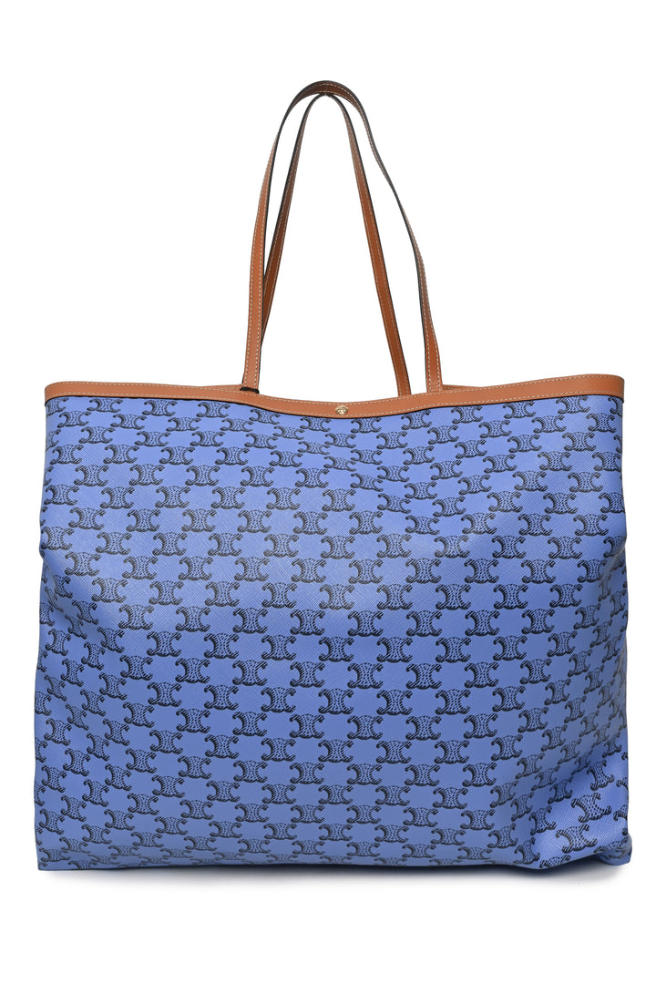 Celine Triomphe Canvas & Calfskin Large Flat Shopper Tote