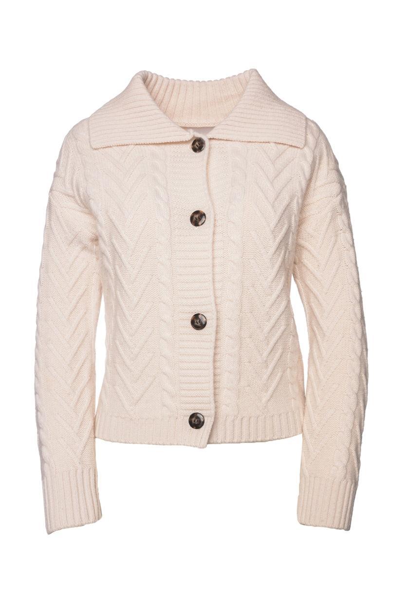 Sablyn Size XS Collared Cableknit Cashmere Cardigan