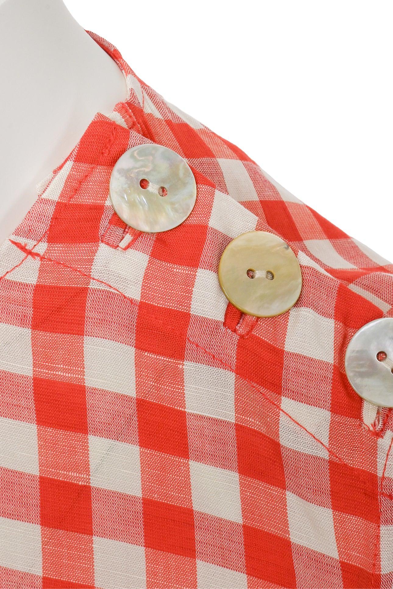 doen red gingham dress Julia featuring a square neckline Doen Size 0 Coralie Gingham