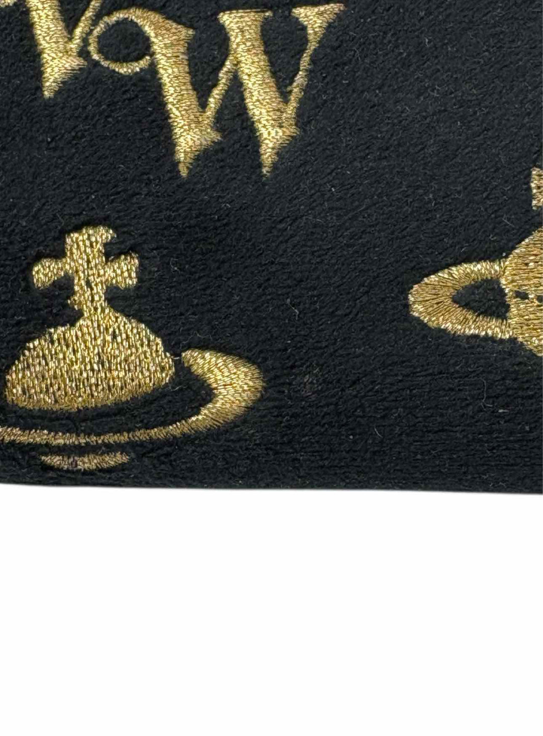 Vivienne Westwood Embroidered Logo Velvet & Leather Wallet