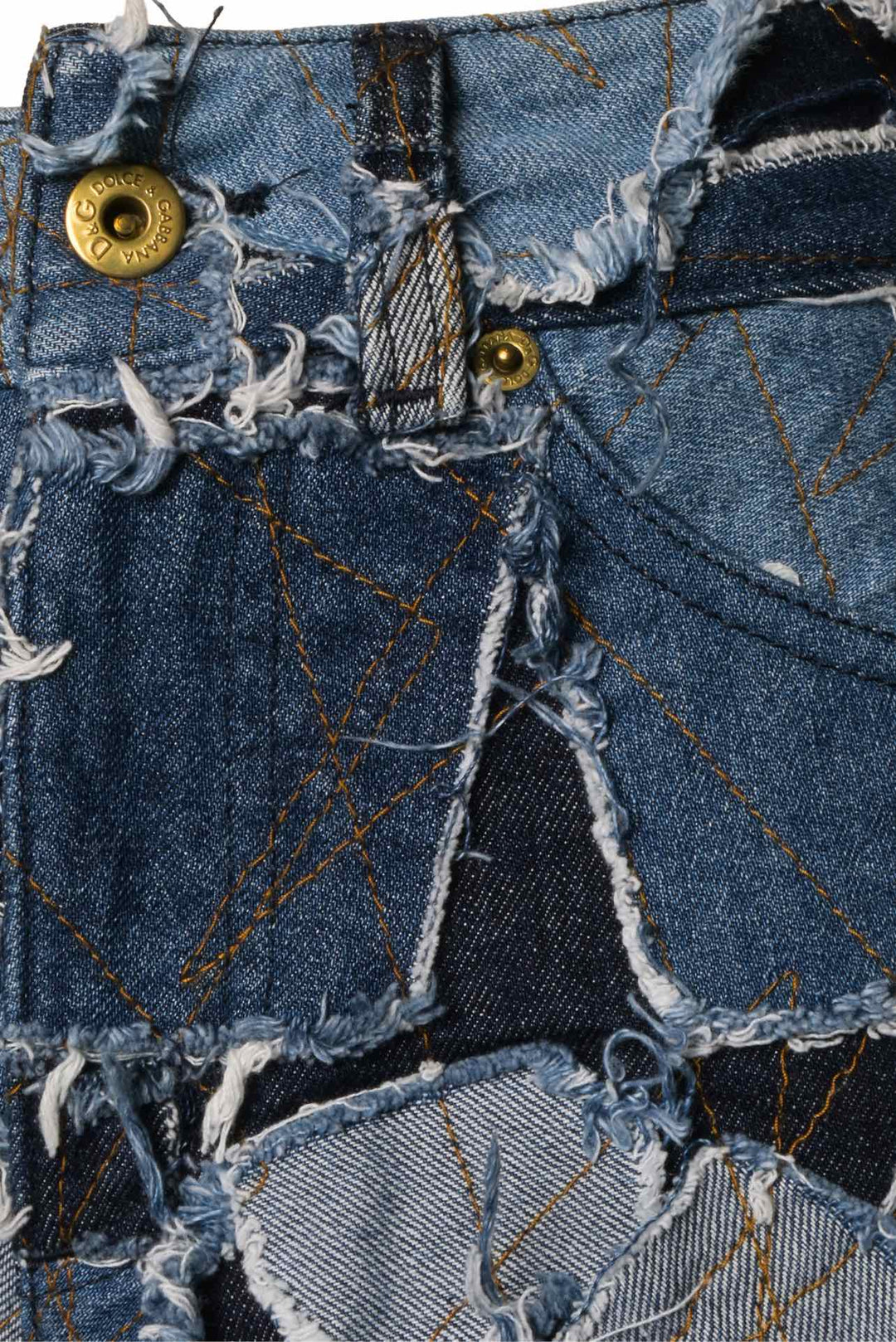 Dolce & Gabbana Size 25 Collection Patchwork Denim Shorts