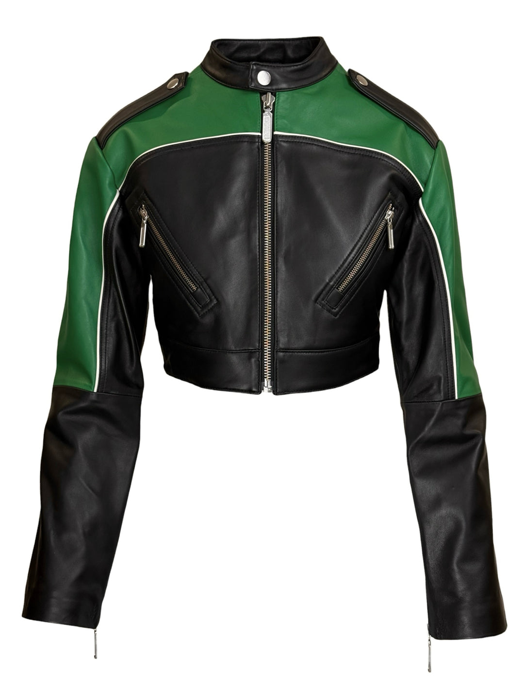 Camila Coelho Size XS Cropped Moto Biker Leather Jacket