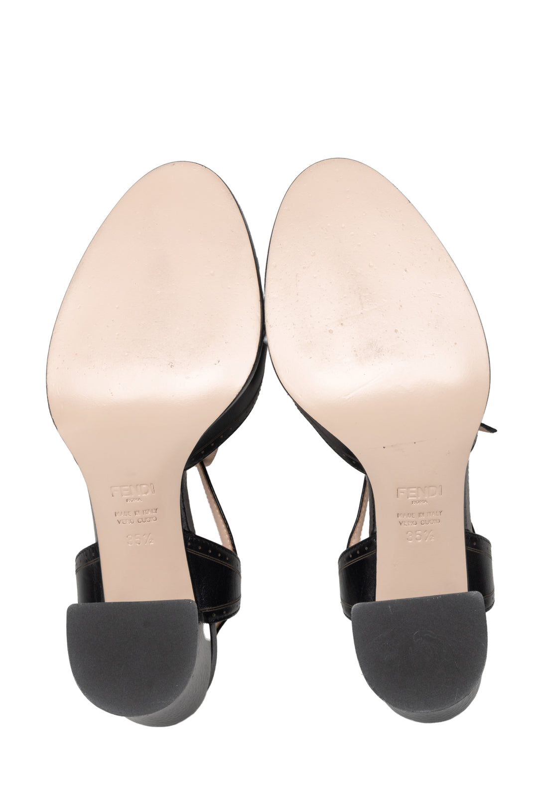 Fendi Size 35.5 Cutout Leather Peeptoe Chameleon Ankle Strap Sandals