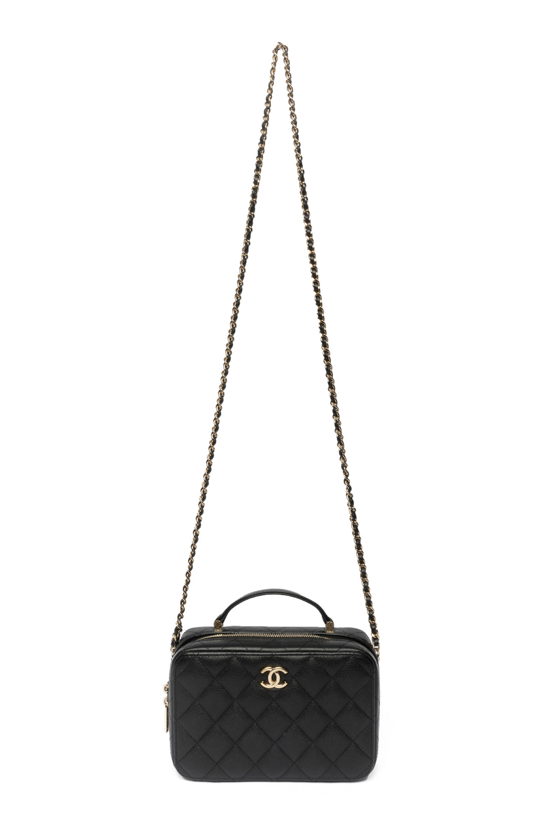 Chanel Small Caviar Quilted Leather CC Top Handle Vanity Case Crossbody