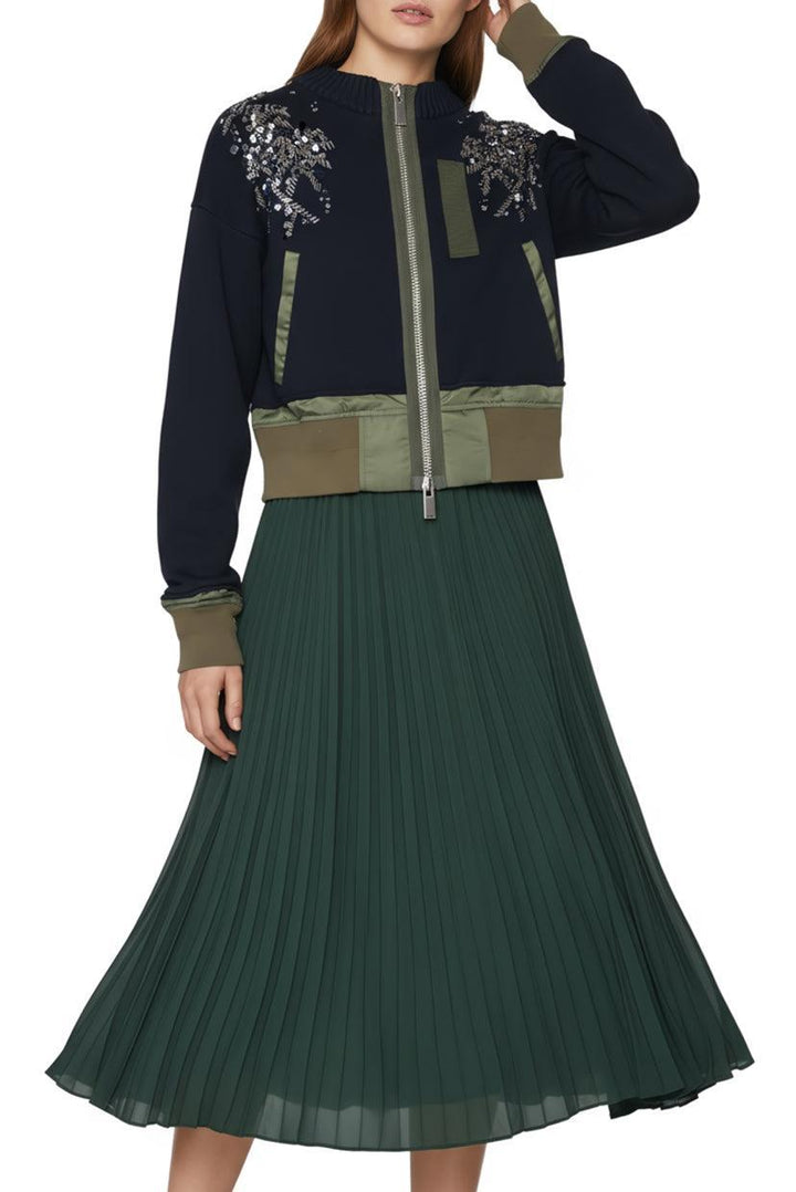 Sacai Size 2 Embellished & Knit Bomber Jacket