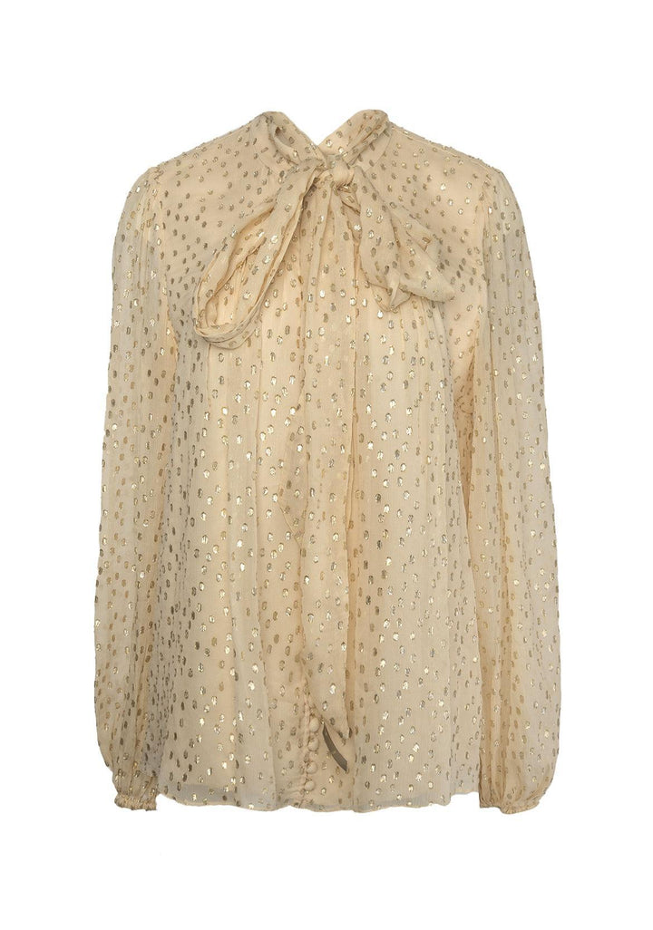 Zimmermann Size 3 Lurex Polka Dots Silk Blouse