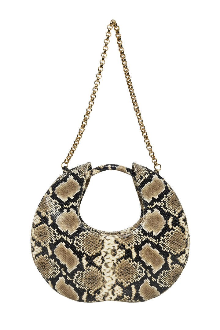 BY FAR Lune Snake Effect Leather Shoulder Bag