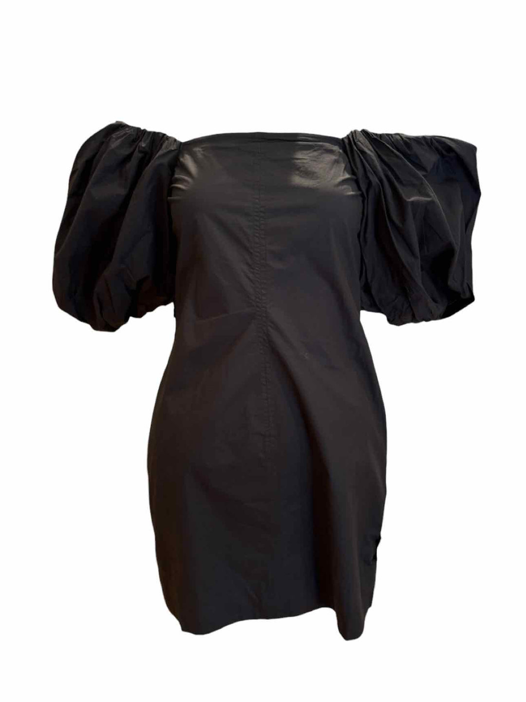 Ganni Size 34 Twisted Sleeves Cotton Poplin Mini Dress