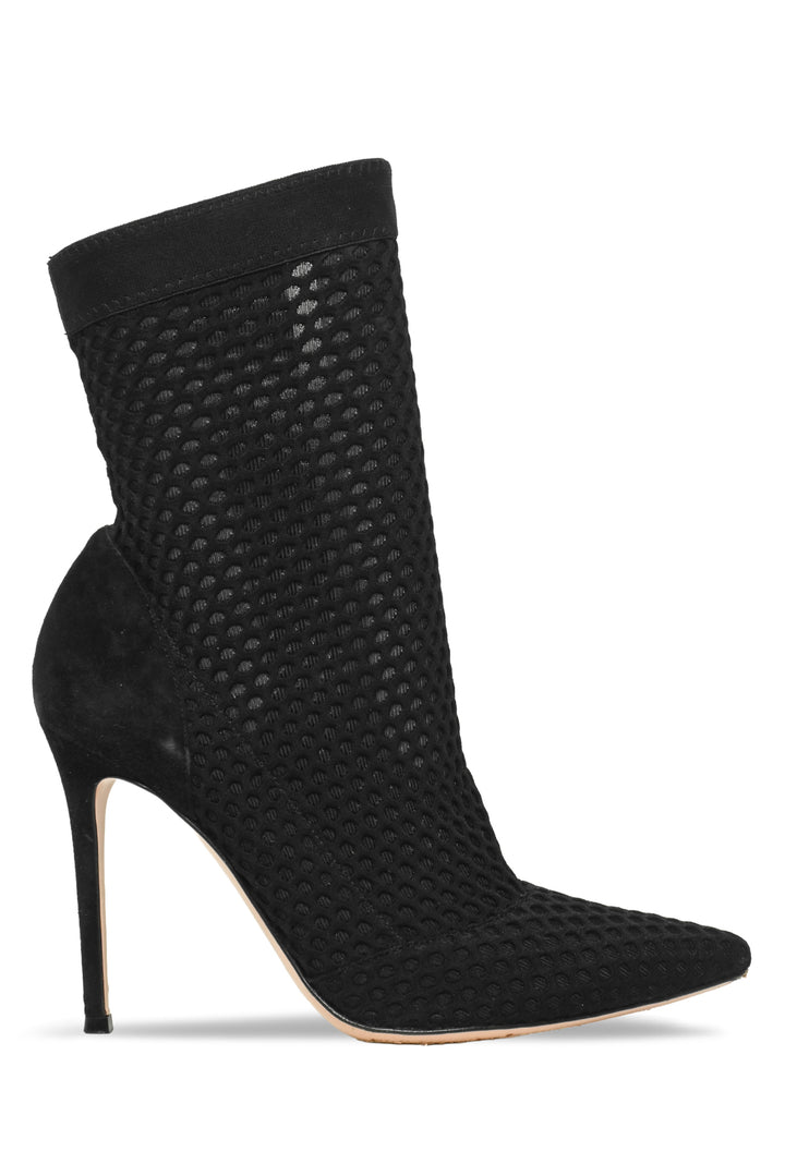 Gianvito Rossi Size 38.5 Mesh & Suede Knit Sock Ankle Boots