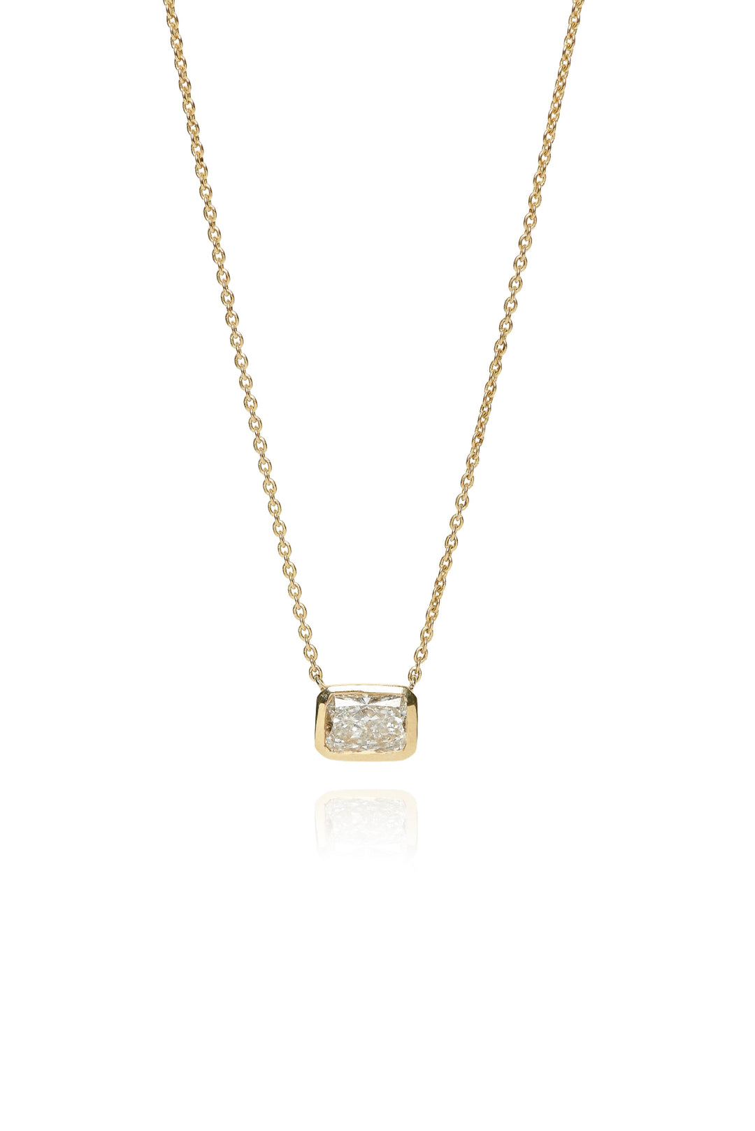 Saks Fifth Ave 14K Yellow Gold & 0.90ct Emerald Cut Bezel Set Diamond Necklace
