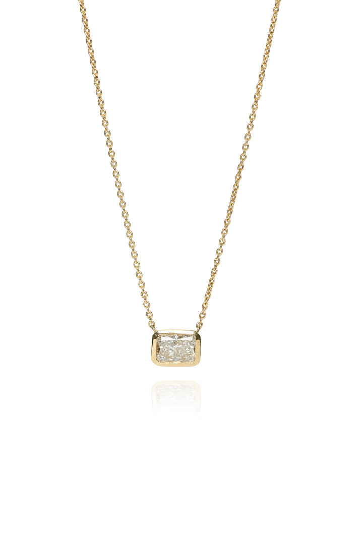 Saks Fifth Ave 14K Yellow Gold & 0.90ct Emerald Cut Bezel Set Diamond Necklace