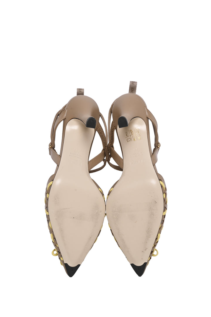 Fendi Size 36 Colibri Lite Leather Medium Heeled Slingback Pumps