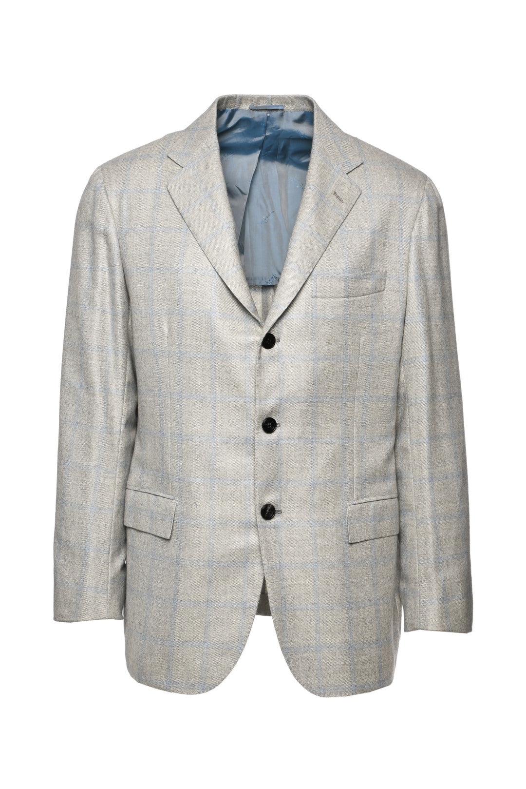 Kiton Size 42 Men's Checked Cashmere 3 Button Blazer
