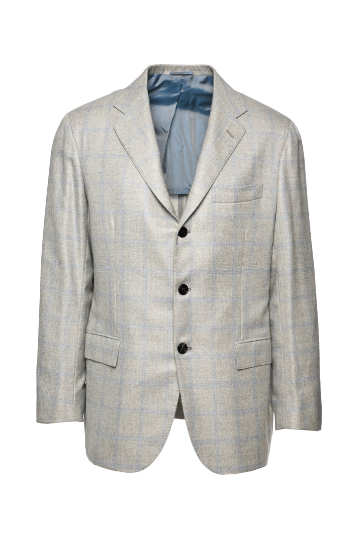 Kiton Size 42 Men's Checked Cashmere 3 Button Blazer