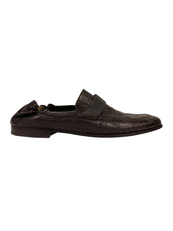 Brunello Cucinelli Size 38 Croc Leather Loafer