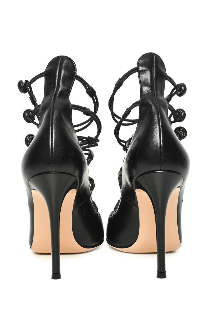 Gianvito Rossi Size 36 Strappy Elastic Button Closure Stiletto Pumps