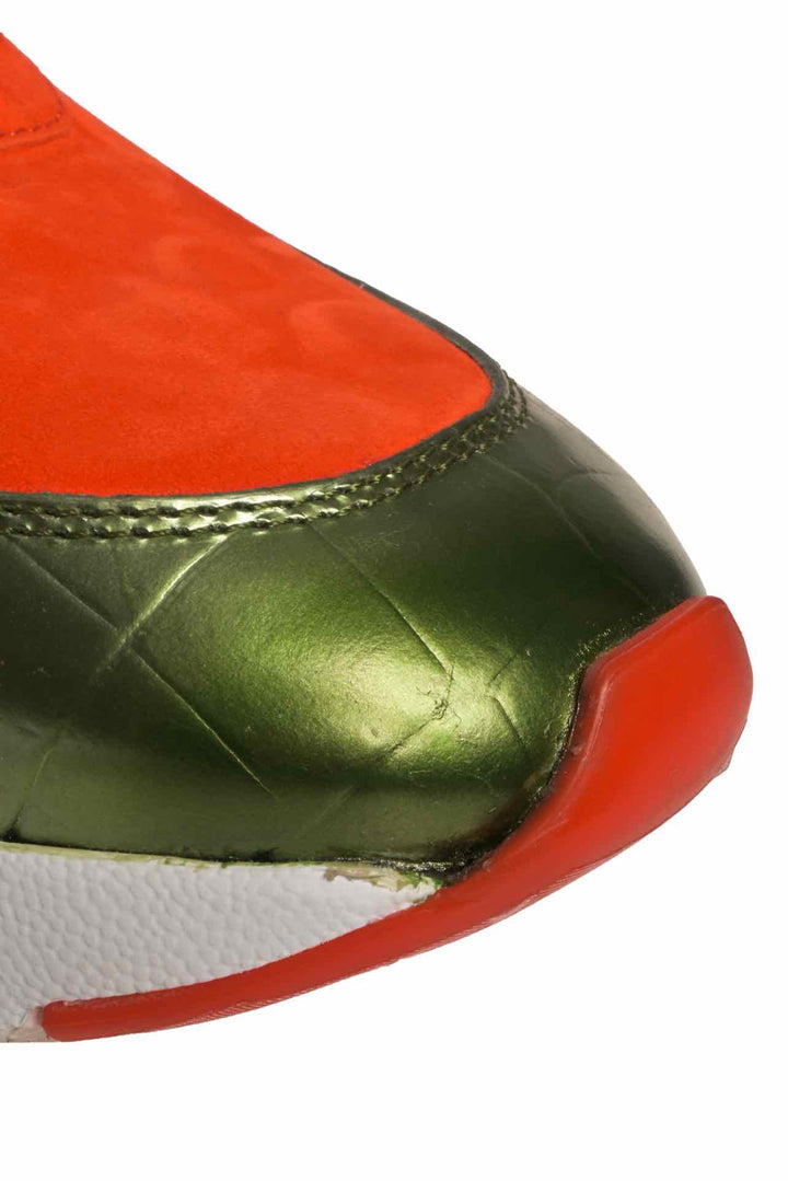 Alexander Mcqueen Size 37.5 Metallic Leather & Suede Sneaker