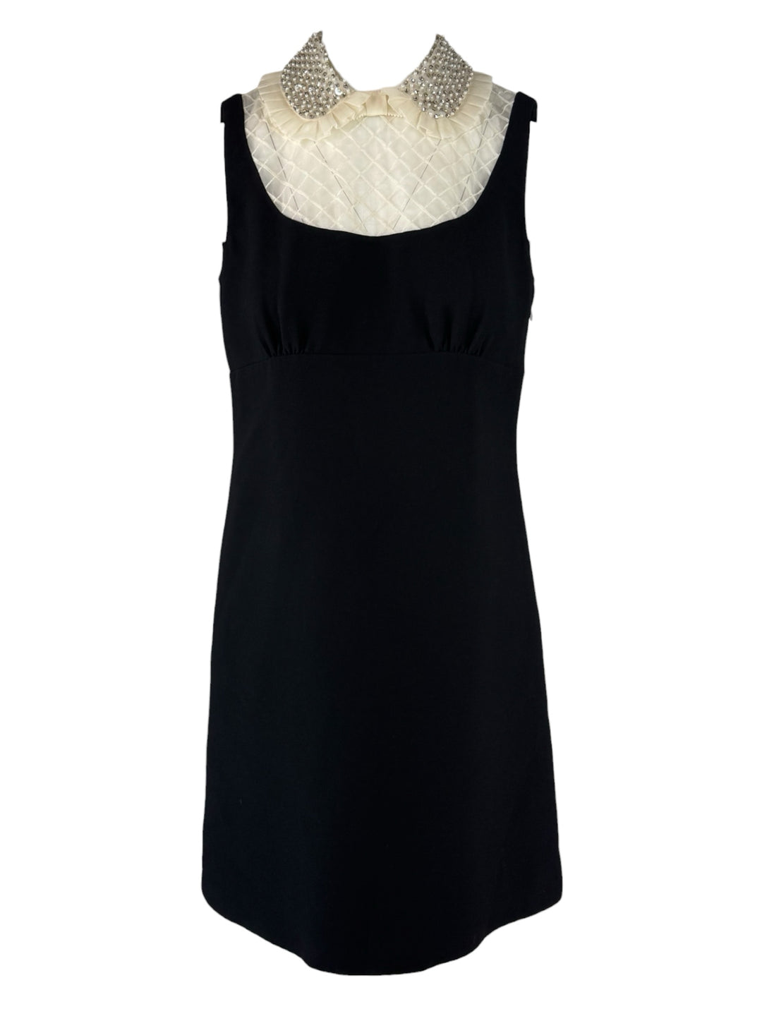Miu Miu Size 44 2020 Embellished Organza-Detailed Cady Mini Dress
