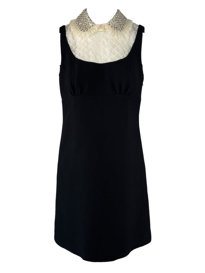 Miu Miu Size 44 2020 Embellished Organza-Detailed Cady Mini Dress
