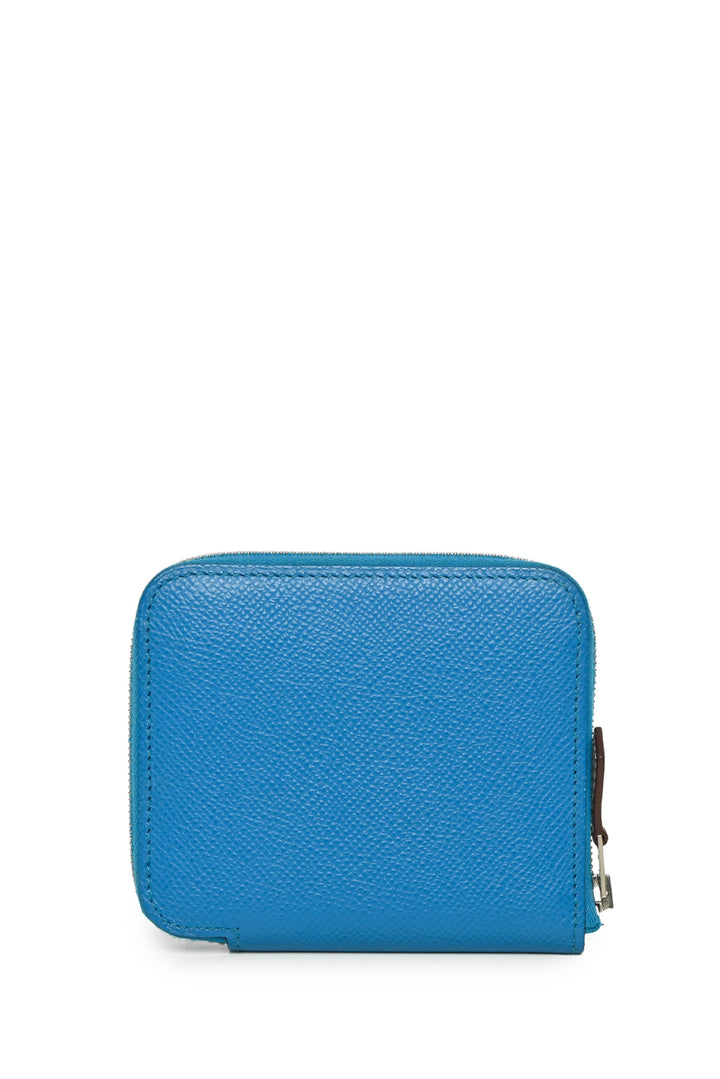 Hermes Silk'In Compact Wallet in Epsom Leather Bleu Zanzibar