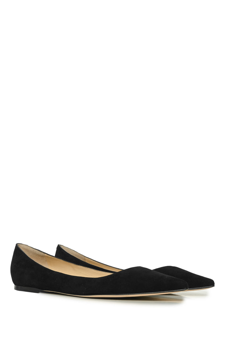 Jimmy Choo Size 38 Alina Pointed Toe Suede Flats