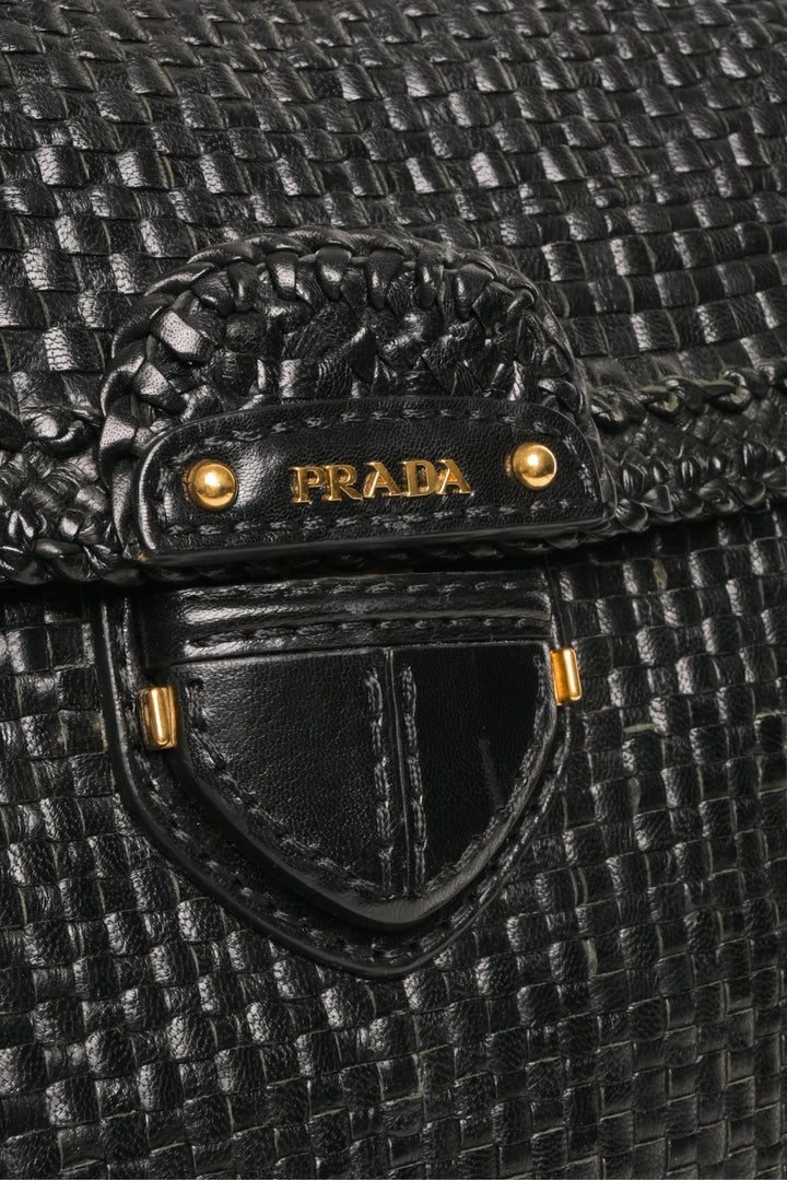 Prada Madras Woven Top Handle Bag