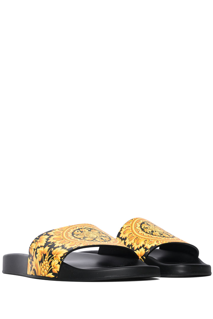 Versace Size 39 Baroque Printed Slip-on Slides