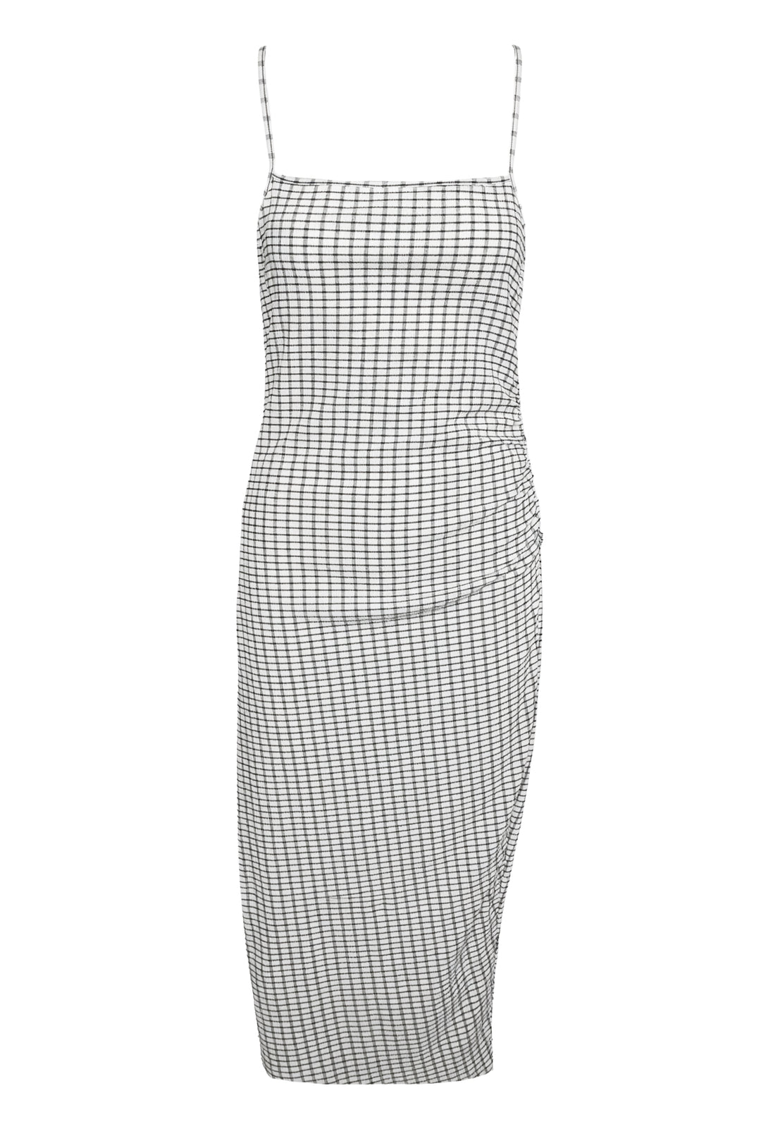 Vince Size XS Checked Ruched Midi Dress