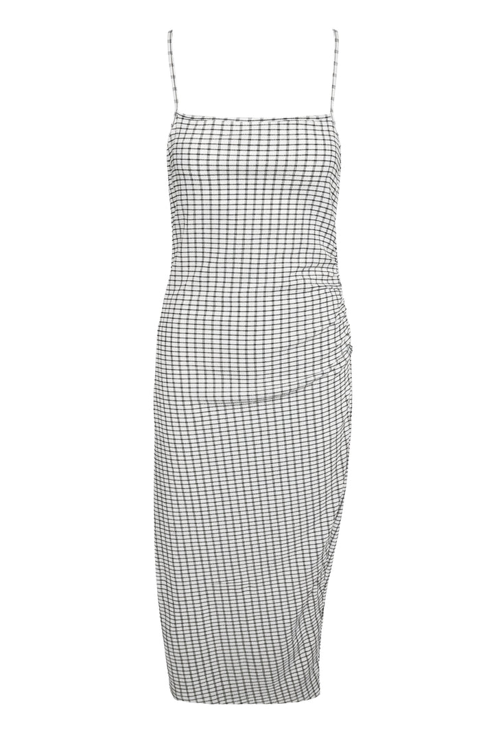 Vince Size XS Checked Ruched Midi Dress