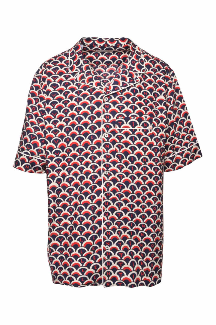 Valentino Size 42 Men's Scale Printed Bowling Shirt