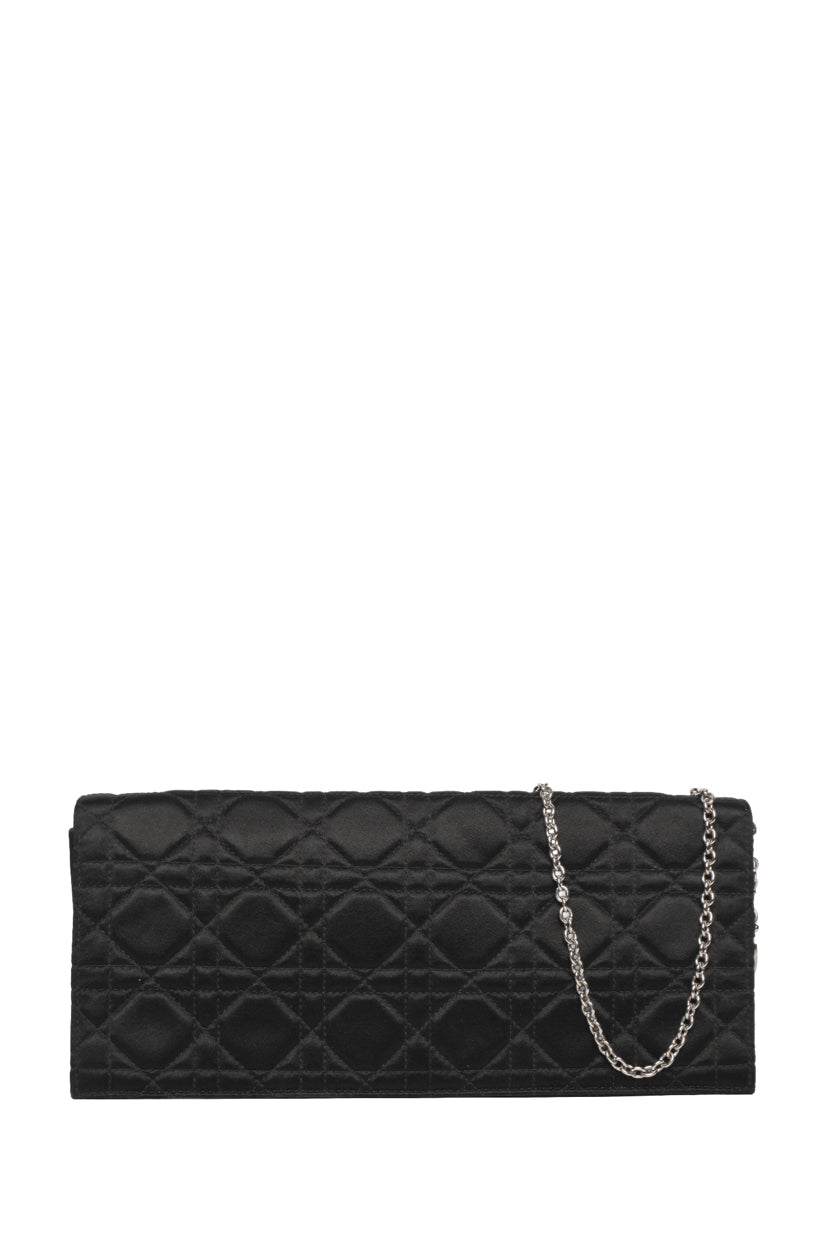Dior Cannage Quilted Satin Chain Pochette Clutch
