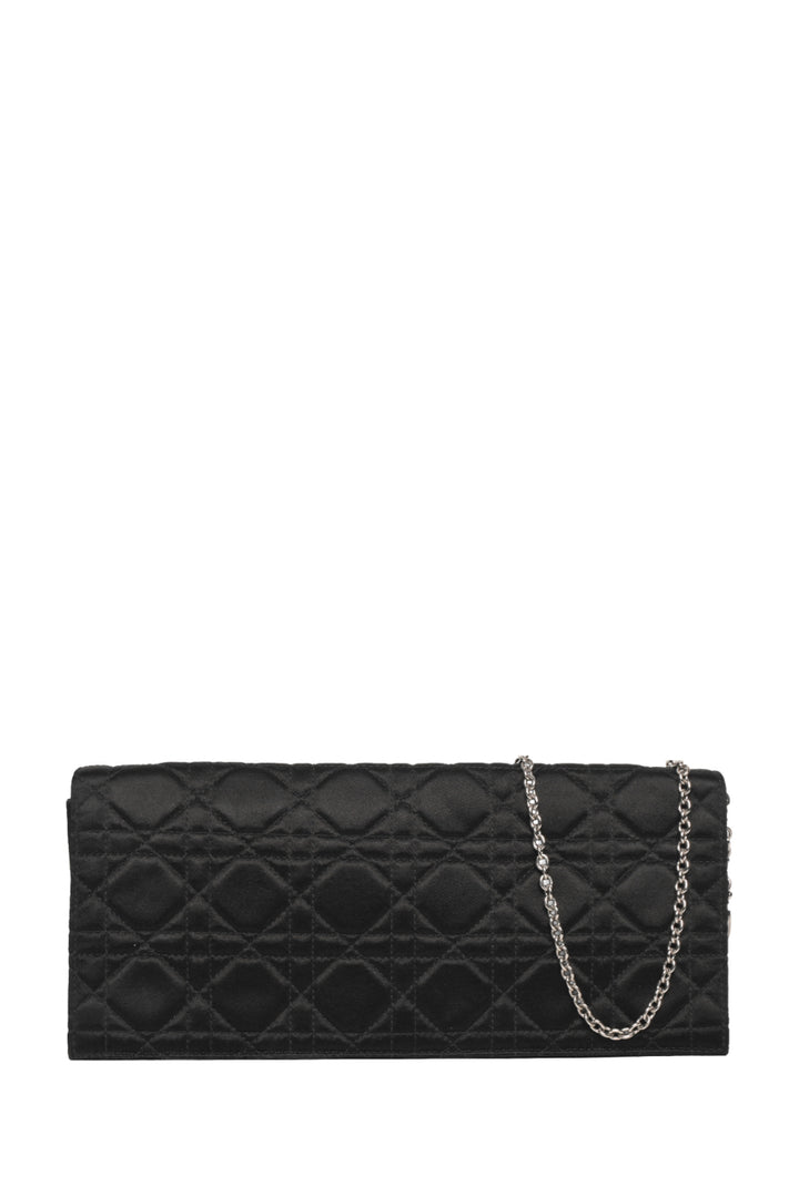 Dior Cannage Quilted Satin Chain Pochette Clutch
