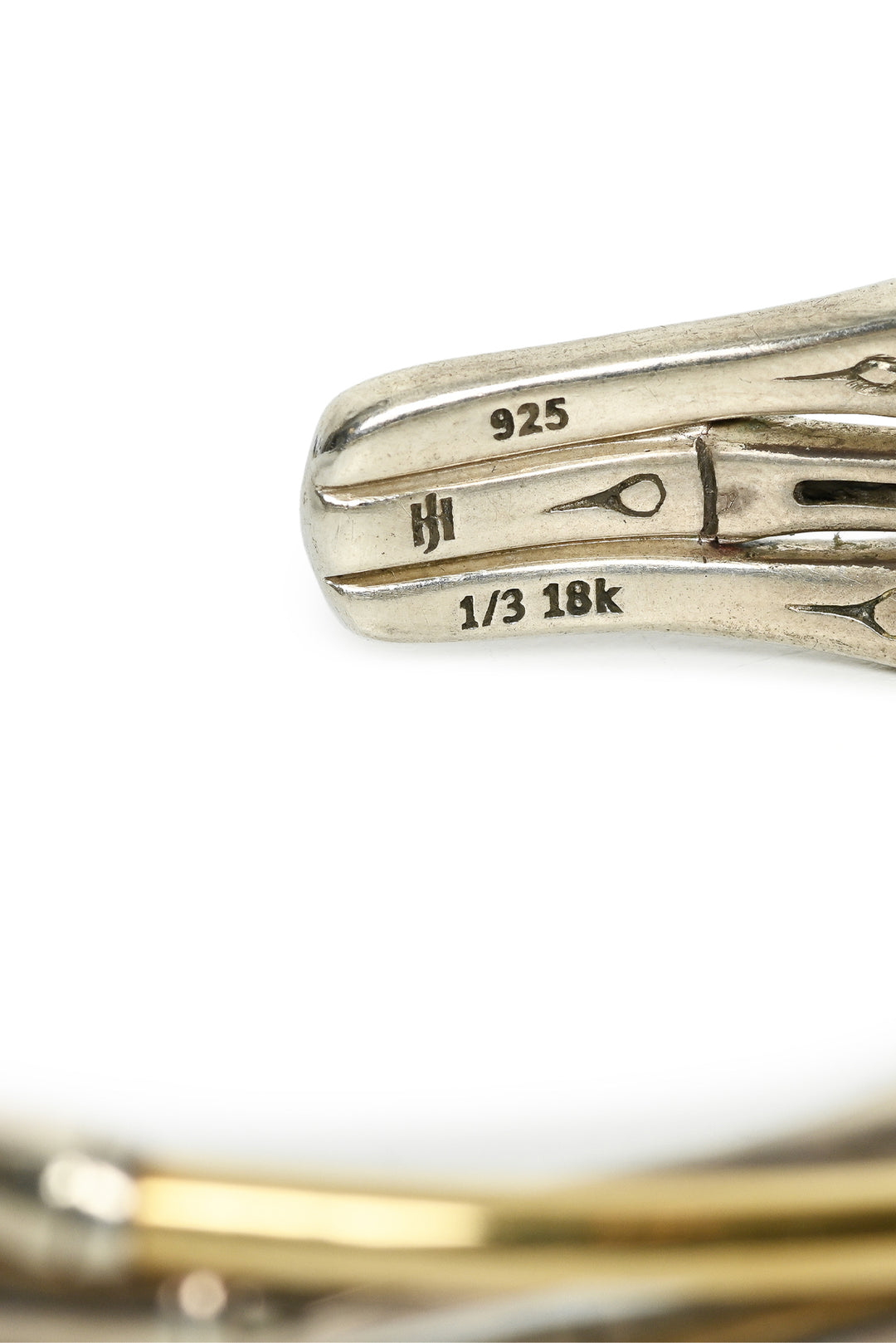 John Hardy Sterling Silver & 18K Gold Flexible Bamboo Cuff Bracelet