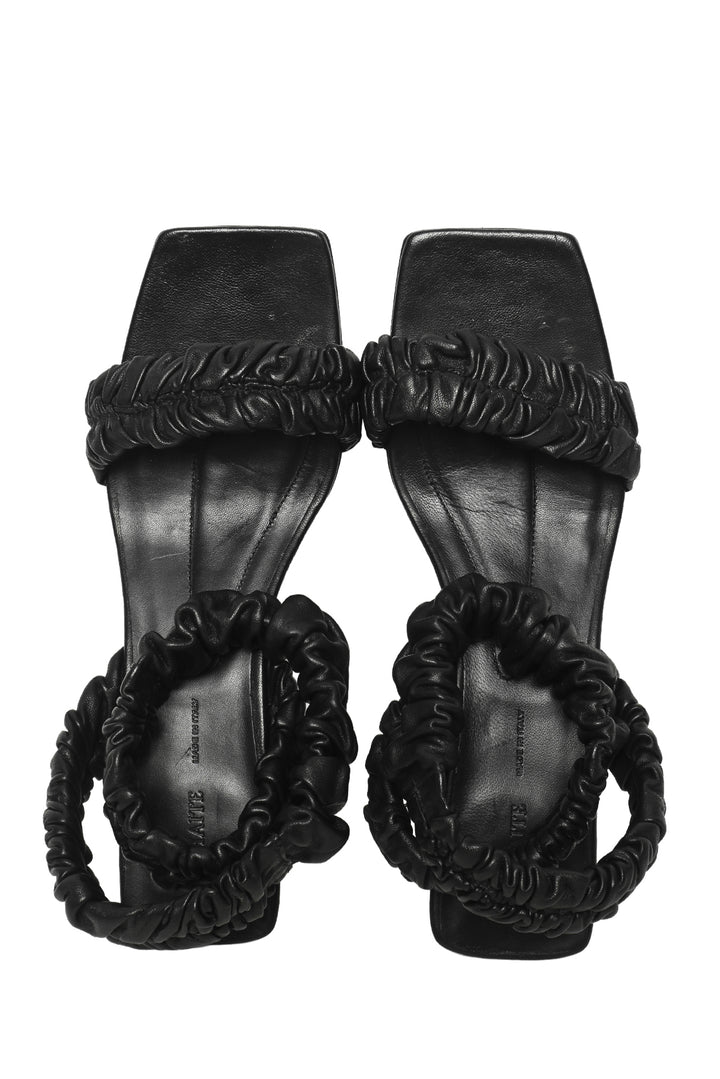 Khaite Size 39 Lexington Ruched Leather Kitten-Heel Sandals