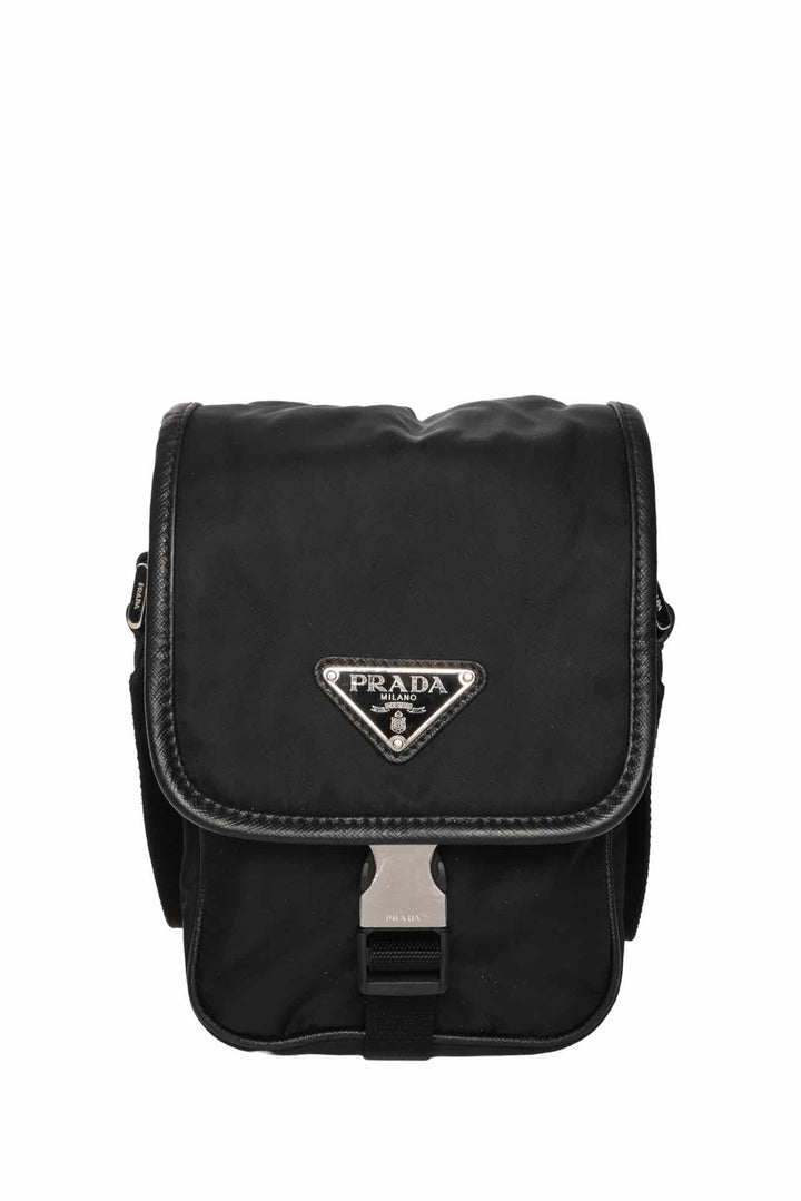 Prada Logo Plaque Buckle Crossbody