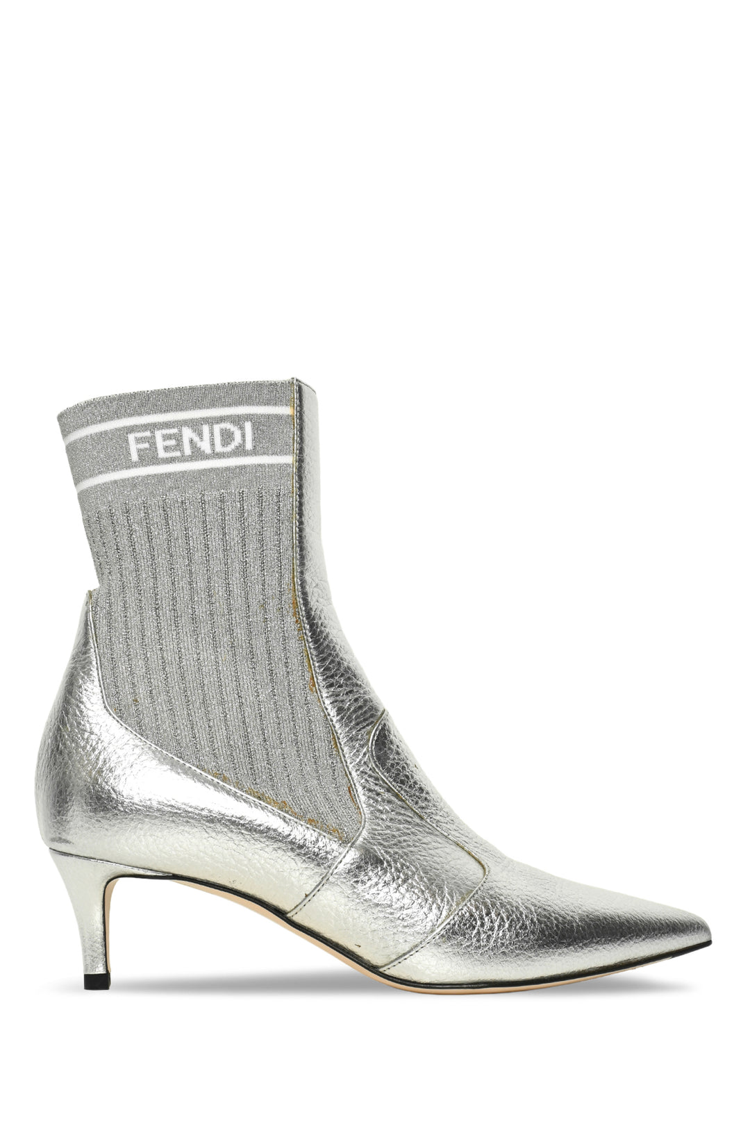 Fendi Size 36.5 Leather Rockoko Scuba Stretch Ankle Boots