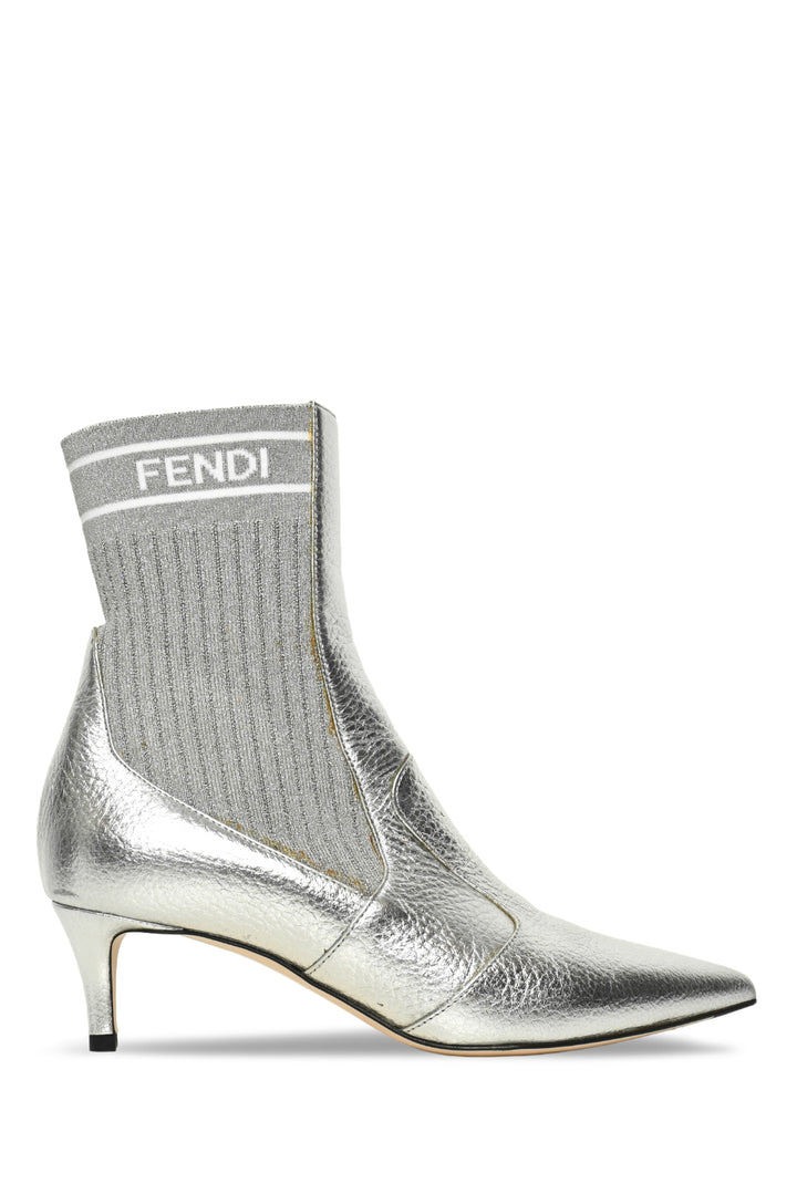 Fendi Size 36.5 Leather Rockoko Scuba Stretch Ankle Boots