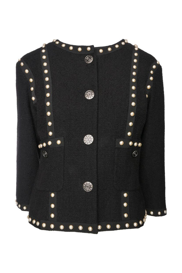 Chanel Size 40 Faux Pearl Tweed  Jacket