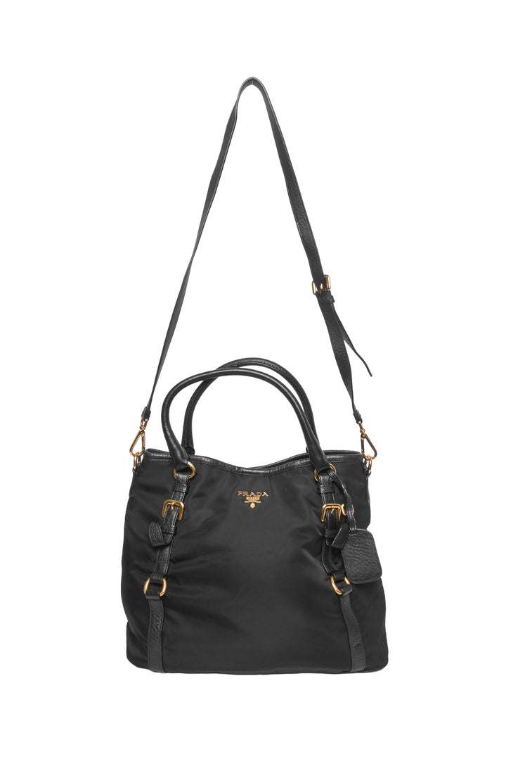 Prada Tessuto Nylon & Leather Buckle Tote