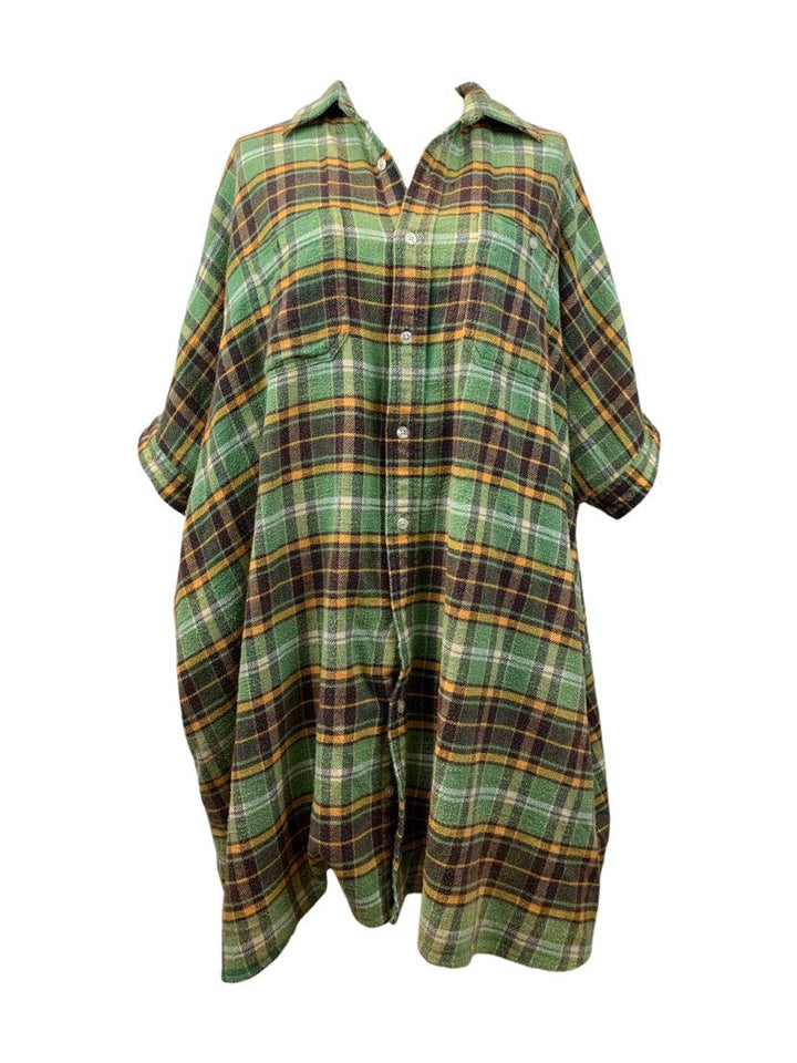 R13 Size OS Plaid Oversized Boxy Shirt Dress