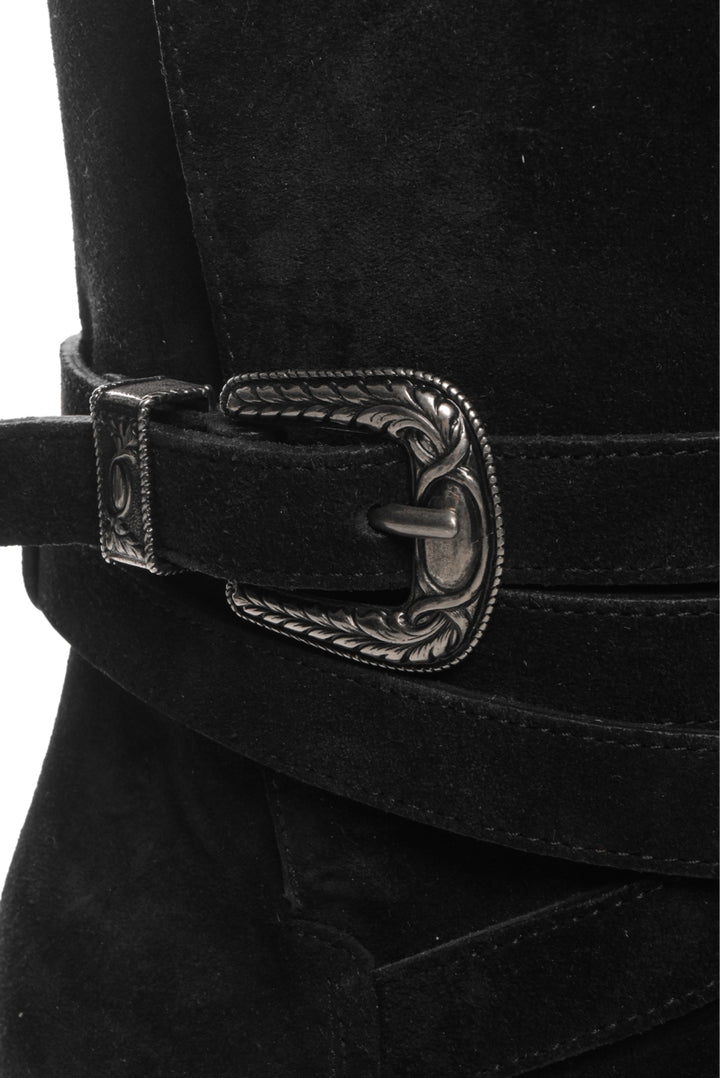 Saint Laurent Size 39 Mica Western Buckle Suede Ankle Boots