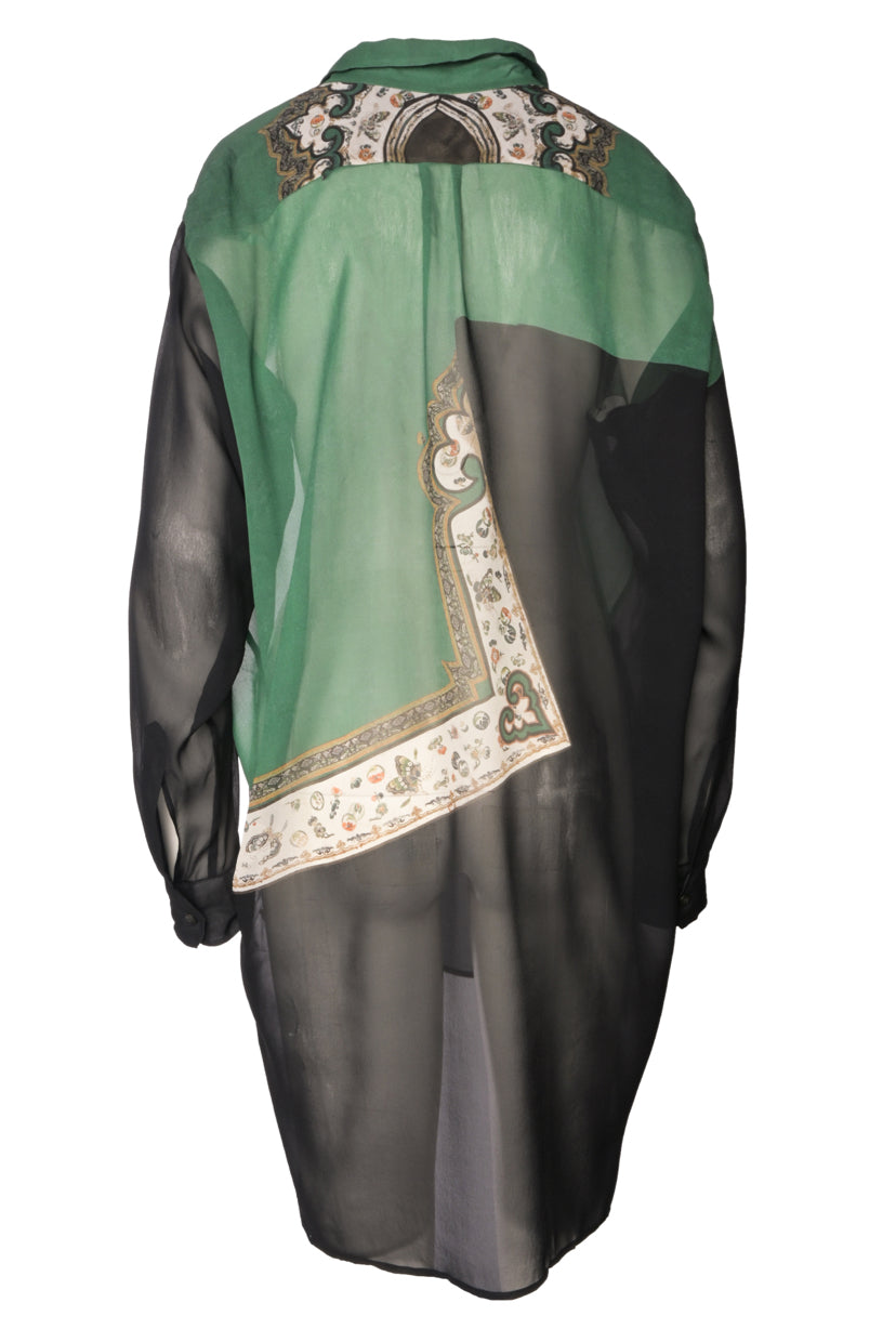 Dries Van Noten Size M Oversized Sheer Printed Silk Blouse